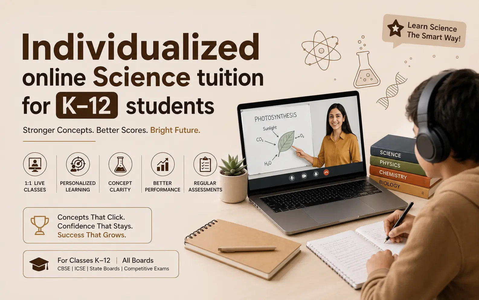Individualized online Science tuition for K–12 students